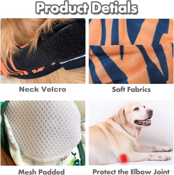 Dog Elbow Protector for Calluses, Dog Joint Recovery Sleeve for Prevent Licking Wound, Elbow Sleeves with Mesh Pad for Medium Large Dogs (L, Tiger) - Image 5