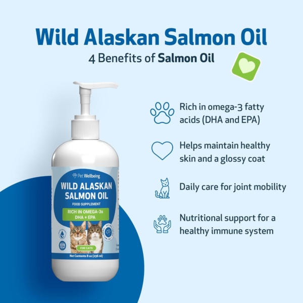 Wild Alaskan Salmon Oil for Cats - Wild-Caught, Cold-Processed, Daily Omega-3 Fish Oil for Healthy Coat and Skin, Joint Mobility and Strength - EPA, DHA - 8 fl oz (236 ml) - Image 4
