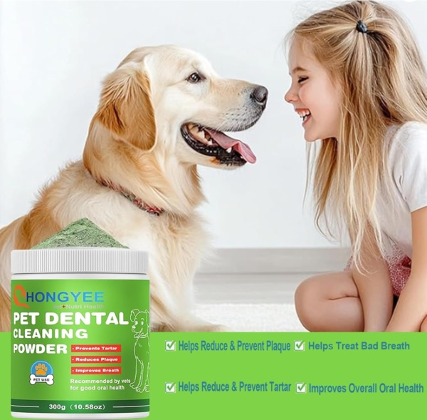 HONGYEE Dog Dental Powder,Dog Teeth Cleaning Powder, Plaque Off for Dogs & Cats Breath Freshener for Bad Breath, Tartar Remover,Dental Care Supplies for Small, Medium, Pet Denta 300g - Image 2