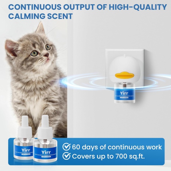 Cat Calming Plug-in, Cat Pheromone Diffuser, 4-in-1 Cat Pheromones Calming Diffuser Kit, Relaxing Pheromone for Cats Relief Stress Anxiety Fighting Scratching, 2 Diffuser 2 Refills(48ml) - Image 3