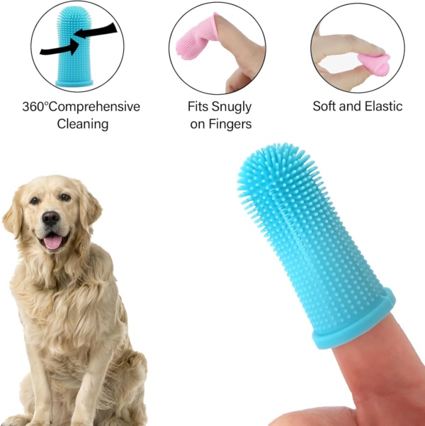 ZNDFTW 6 Pcs Dog Finger Toothbrush, Dog Toothbrush, Dog Toothbrush Finger, Silicone Pets Teeth Cleaning Puppies Teeth Cleaning Products for Cats & Small Pets Dental Care Three-Colour - Image 3