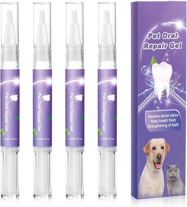 4PCS Pet Gel Pen, Eliminate Bad Breath Oral Repair Gel Pen for Dog Cat