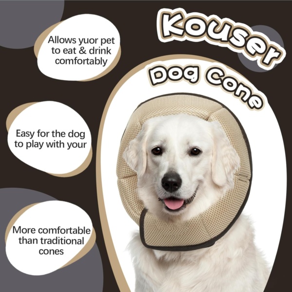 Kuoser Dog Cone Collar After Surgery, Pet Protective Neck Cone for Small Medium Large Dogs Cats, Soft & Breathable Dog Recovery Collar Adjustable Puppy Quick Healing Elizabeth Collar, Anti-Bite/Lick - Image 4