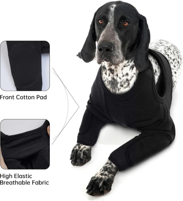 Dog Leg Recovery Sleeve - Small Dog Recovery Suit, Wound Protector, Body Suit After Surgery - Alternative to Cone Collars (Black, S) - Image 4
