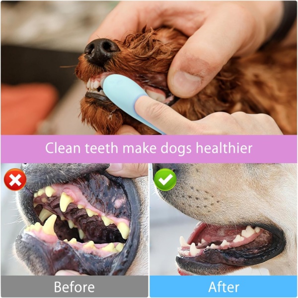 4 Pack Dog Finger Toothbrush, Cat Chin Brush Finger Brush, Pet Dog Toothbrush, Food Grade Silicone Scrubber for Cats Chin Cleaner for Puppies and Cats Dental Care Teeth Cleaning - Image 6