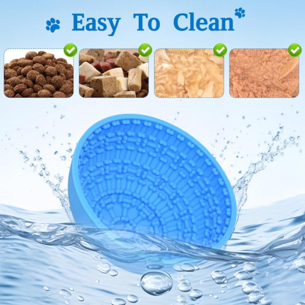 Lick Bowl, Silicone Dog Slow Feeder Bowl, Dog Enrichment Bowl Pet Slow Feeder Bowls for Oral Health Preventing Choking Anxiety Relief Wobble or Stay Put (Blue+Green) - Image 5