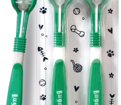 Bugalugs Dog Toothbrush & Cat Toothbrush Triple Headed Plaque Remover, Our Dental Teeth Cleaning Products Makes Teeth Cleaning Easier with Dog Toothpaste & Cat Toothpaste