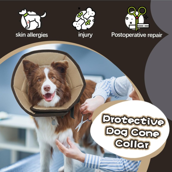 Kuoser Dog Cone Collar After Surgery, Pet Protective Neck Cone for Small Medium Large Dogs Cats, Soft & Breathable Dog Recovery Collar Adjustable Puppy Quick Healing Elizabeth Collar, Anti-Bite/Lick - Image 5