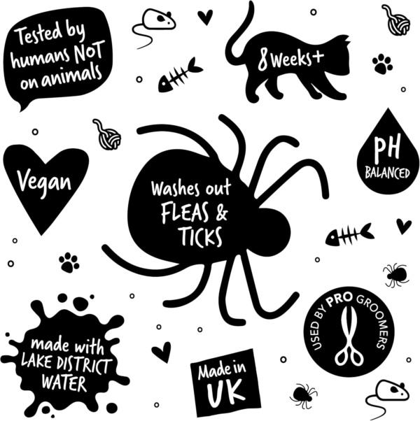 Flea and Tick Cat Shampoo by Bugalugs 500ml, Deep Cleansing for Cats for Fleas, Ticks & Mites contains Neem Oil, PH Balanced Vegan (500ml Flea Shampoo) - Image 4