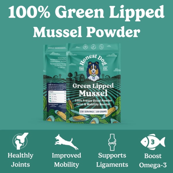 Honest Dog Co. Green Lipped Mussel Powder For Dogs (100 Grams - 150 Servings) Mobility and Flexibility - Hip and Joint Support - Image 2