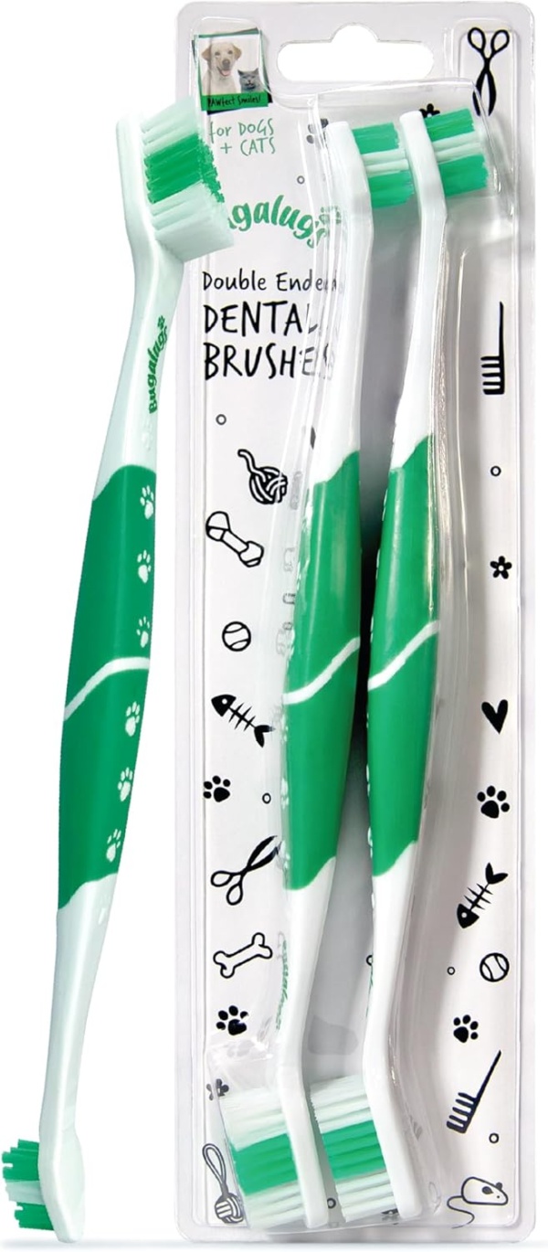Bugalugs Dog Toothbrush & Cat Toothbrush Dual Ended Dog Plaque Remover, Our Dental Dog Teeth Cleaning Products Makes Dog Teeth Cleaning Easier use with Dog Toothpaste & Cat Toothpaste