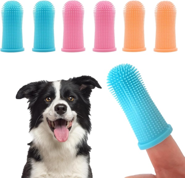 ZNDFTW 6 Pcs Dog Finger Toothbrush, Dog Toothbrush, Dog Toothbrush Finger, Silicone Pets Teeth Cleaning Puppies Teeth Cleaning Products for Cats & Small Pets Dental Care Three-Colour
