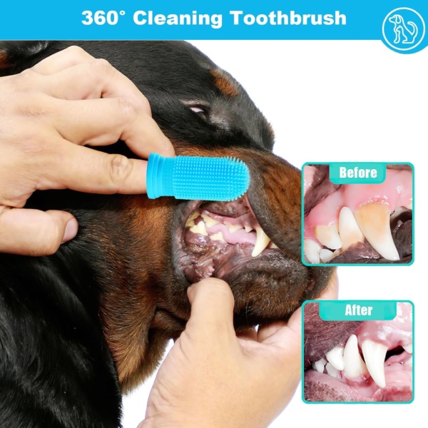 10Pcs Dog Toothbrush, 360º Dog Finger Toothbrush, Silicone Pets Teeth Cleaning Toothbrush Kit for Dogs Puppies, Dog Teeth Cleaning Products for Cats & Small Pets Dental Care - Image 2