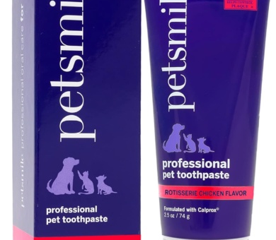 Petsmile Professional Pet Toothpaste | Cat & Dog Dental Care | Controls Plaque, Tartar, & Bad Breath | Only VOHC Accepted Toothpaste | Teeth Cleaning Pet Supplies (Rotisserie Chicken, 2.5 Oz)