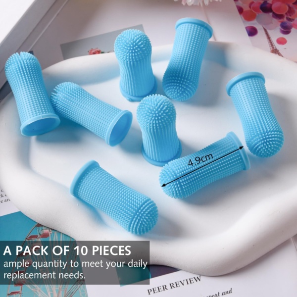 10 Pack Dog Finger Toothbrush, Dog & Cat Toothbrush, 360º Silicone Puppy Tooth Brush, Dogs Cats Teeth Cleaning Dental Care (Blue) - Image 5