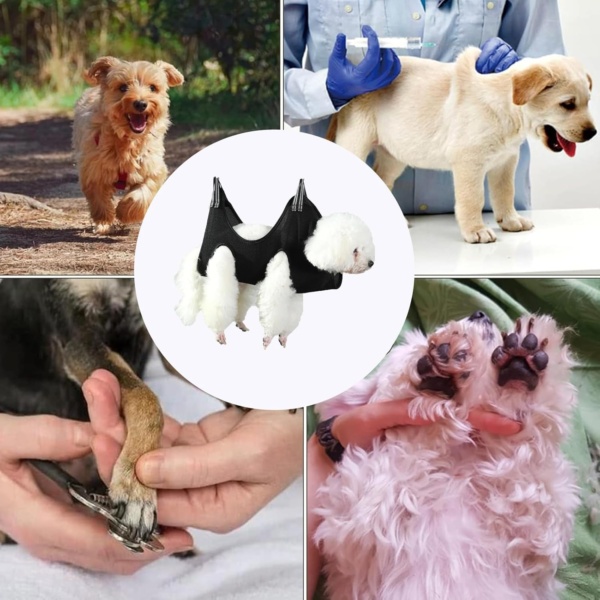 Dog Grooming Harness, Dog Grooming Hammock, Cat Grooming Harness, Dog Grooming Hammock, Breathable Restraint Holder For Small Pet Nail Cutting, Claw Care, Ears Care Washing, Bathing (Black) - Image 7