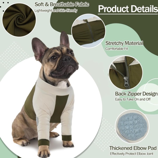 LeLePet Dog Recovery Sleeve, Front Leg Protector, Elbow Joint Support, Green, S-3XL - Image 2