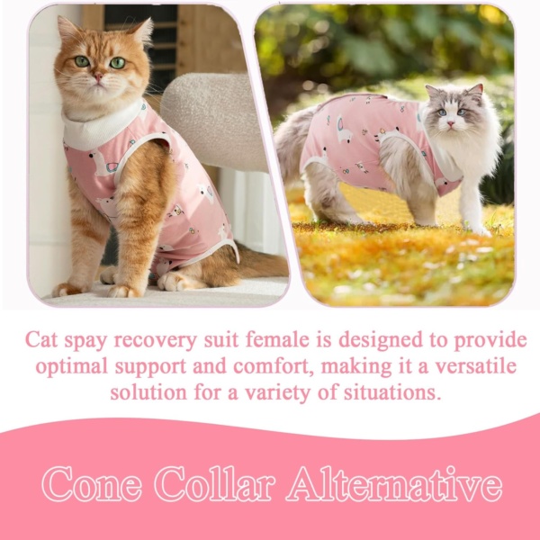 Surgery Recovery Suit for Cats, Anti Licking Cat Recovery Suit, Breathable Cat Onesie, Comfortable Kitten Vest after Spaying, Soft Pet Recovery Bodysuit, for Abdominal Wounds (M) - Image 5