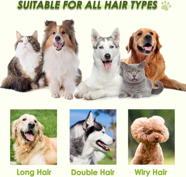 2-in-1 Dog Grooming Brush, Double Sided Pet Hair Brush with Rounded Pins & Bristles, for Short/Long Haired Dogs & Cats, Promotes Skin Health & Coat Cleanliness - Image 7
