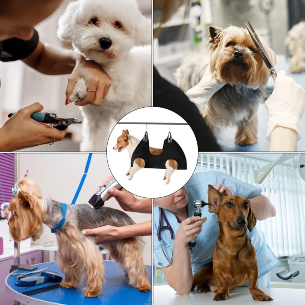 Dog & Cat Grooming Hammock & Sling - Small Pet Nail Cutting, Bathing & Ear Care (Black) - Image 5