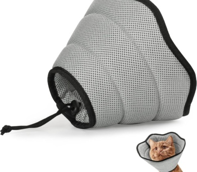 Dog Cat Cones Recovery Collar, Soft Mesh Elizabethan Collar, Breathable Dog Surgery Recovery Collar, E-Collars for Dogs After Surgery, Dog and Cat Protective Cone for Recovery, XS, Gray