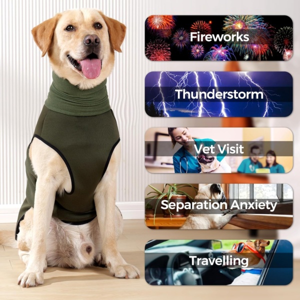 HEYWEAN Dog Anxiety Jacket with Calming Hood and Ear Cover, Thunder & Firework & Travel & Separation Anxiety Relief, Reflective Strips - Image 2