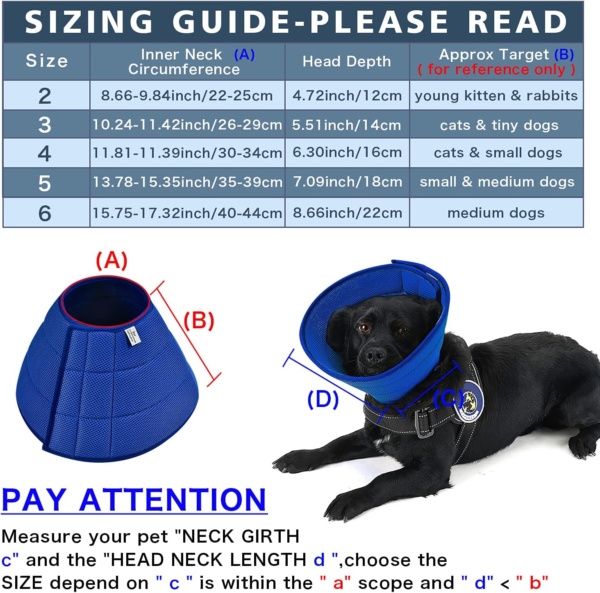 Breathable Mesh Elizabethan Collar, Soft Adjustable E-collor For Pet Dogs Cats Rabbit Quicker Healing Anti-Bite Anti-Lick Easy Eat and Drink(Blue) - Image 2