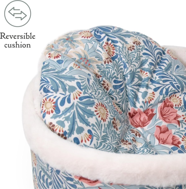 Rosewood x Morris & Co. Bower Berry Round Bed for Dogs and Cats, Small Dog Bed, Blue, Raised Padded Sides, Soft and Calming, Easy-Care, Luxury William Morris Print - Image 5