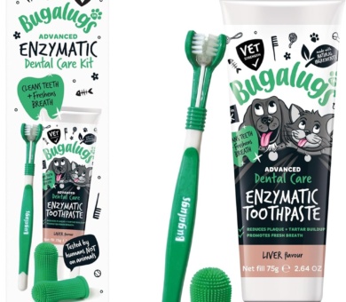 Bugalugs Dog Toothbrush and Toothpaste Kit Includes Cats & Dog Toothpaste, 2 x Finger Cat Toothbrush, 1 x Dog Toothbrush Dog Teeth Cleaning Products for Dog Plaque Remover & Dog Breath Freshener