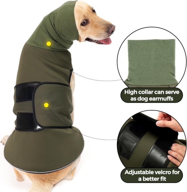 HEYWEAN Dog Anxiety Jacket with Calming Hood and Ear Cover, Thunder & Firework & Travel & Separation Anxiety Relief, Reflective Strips - Image 4