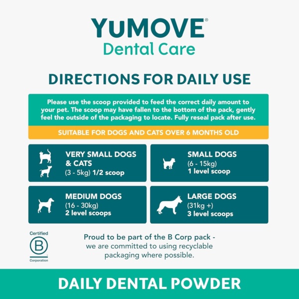 YuMOVE Daily Clean Dental Powder, Dog & Cats Teeth Cleaning Products for Dental Care, Plaque Remover and Prevention, Breath Freshener, All Breeds From 6 Months, 90g - Image 5