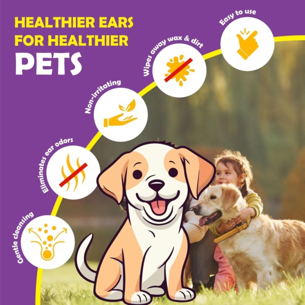 Dog Ear Cleaner Finger Wipes – Ultra Big Dog Ear Wipes Gently Clean Ear Wax & Dirt | Ear Cleaner for Dogs uk | Ear Wipes for Dogs & Cat Ear Cleaner Wipes | Coconut Scent | Ear Cleaner for Dogs - Image 3