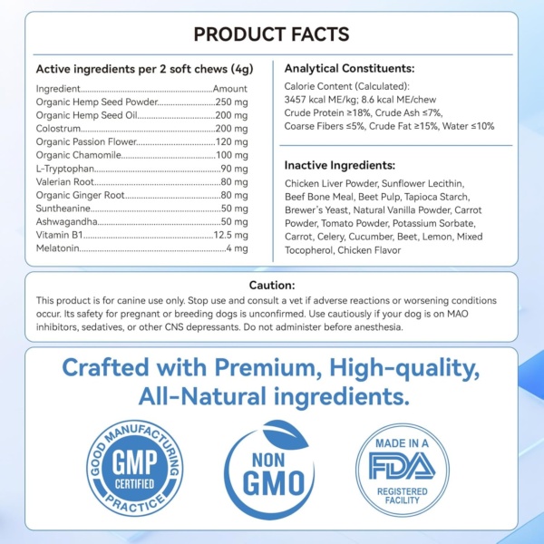 Dog Calming Treats, 200 Count Natural Soothing Dog Chews for Relaxation Support – Helps with Puppy Separation, Barking, Travel, Thunder & Tension – For All Breeds & Sizes – Chicken Flavor - Image 7