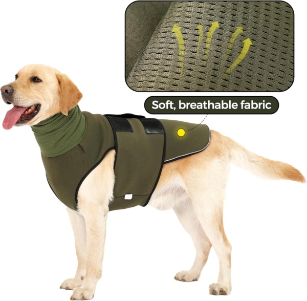 HEYWEAN Dog Anxiety Jacket with Calming Hood and Ear Cover, Thunder & Firework & Travel & Separation Anxiety Relief, Reflective Strips - Image 7