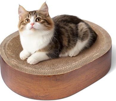 Cat Scratcher - Durable Cardboard Scratching Board, Oval & Circle Scratch Pads for Furniture Protection & Claw Health