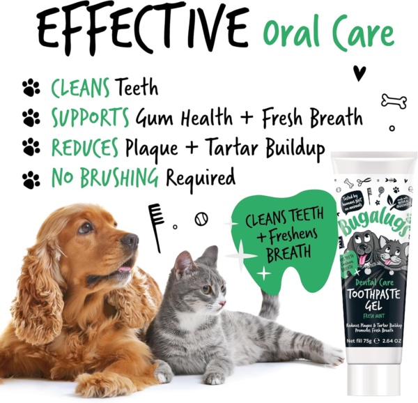 Bugalugs Dog Toothbrush and Toothpaste Kit Includes Cats & Dog Toothpaste, 2 x Finger Cat Toothbrush, 1 x Dog Toothbrush Dog Teeth Cleaning Products for Dog Plaque Remover & Dog Breath Freshener - Image 8