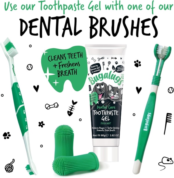 Bugalugs Dog Toothpaste Gel - Dog Teeth Cleaning Products for Cats and Dogs, Fresh Mint Dog Breath Freshener & Dog Plaque Remover use with Bugalugs Dog Toothbrush & Cat Toothbrush - Image 7