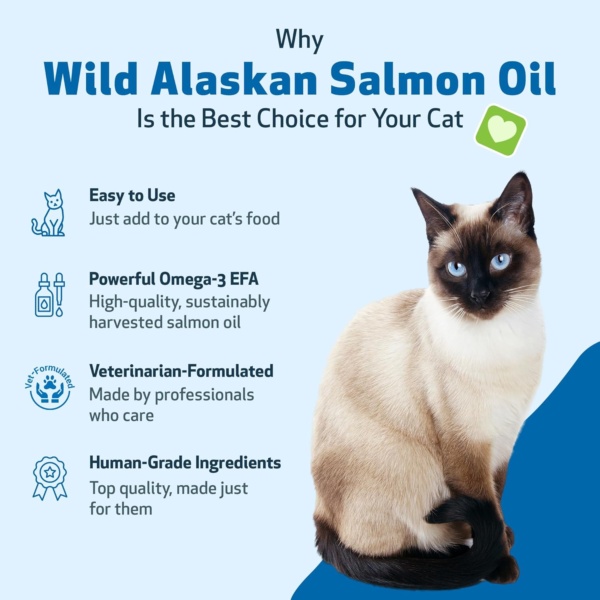 Wild Alaskan Salmon Oil for Cats - Wild-Caught, Cold-Processed, Daily Omega-3 Fish Oil for Healthy Coat and Skin, Joint Mobility and Strength - EPA, DHA - 8 fl oz (236 ml) - Image 5
