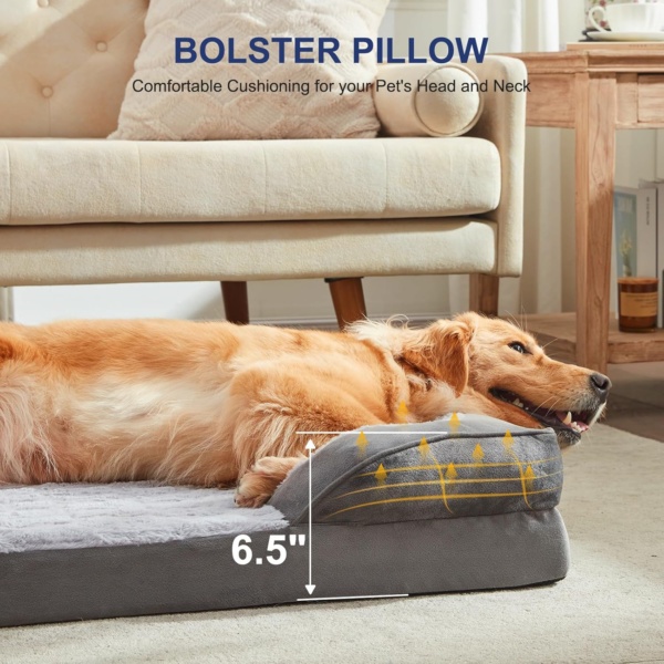 Extra Large Dog Bed Orthopedic Dog Bed XL for 90lbs Dogs - 6" Memory Foam Mattress, Waterproof & Washable Dark Cover, Veterinarian Recommended Bed for Arthritis & Bone Health, 107x82x16cm - Image 4