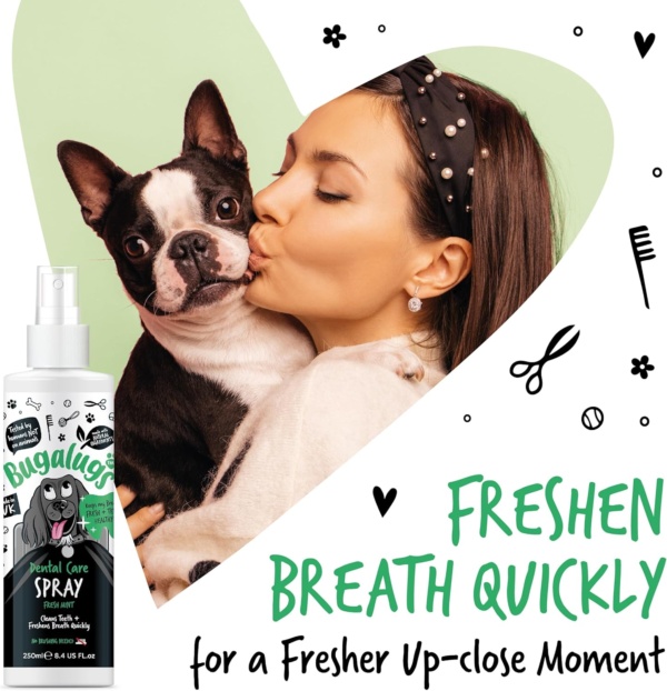 BUGALUGS Dog Breath Freshener Dental Care Dog Spray. Clean Teeth, Healthy Gums & Fresh Breath - Natural Dog plaque remover & tartar remover for teeth. No Brushing Needed (Dog 250ml Spray) - Image 7