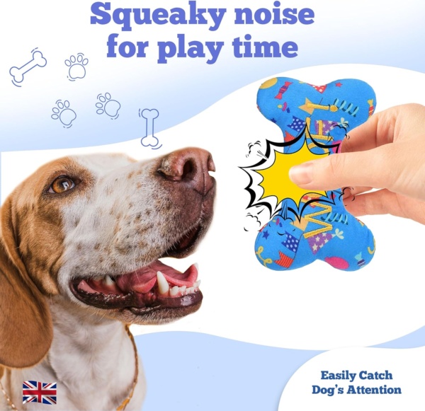 Durable Chew Toy for Dogs | Indestructible, Squeaky Plush Bone Shape Dog Toy, Ideal for Aggressive Chewers, Dental Health, Mental Stimulation | For All Breeds of Puppy, Small and Medium Dogs - Image 5