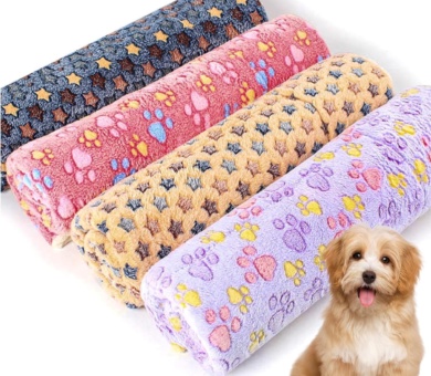 4 Pack Premium Soft Dog Blanket, Fluffy Cat Blanket Washable, Personalised Dog Blanket for Dogs and Cats, Multiple Uses, Easy Care