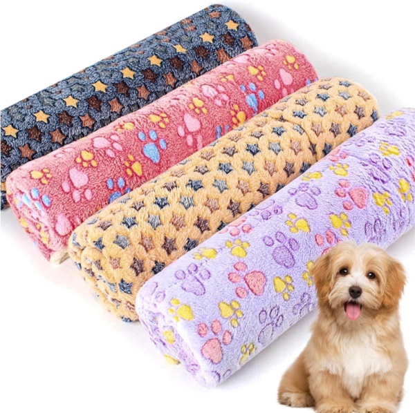 4 Pack Premium Soft Dog Blanket, Fluffy Cat Blanket Washable, Personalised Dog Blanket for Dogs and Cats, Multiple Uses, Easy Care