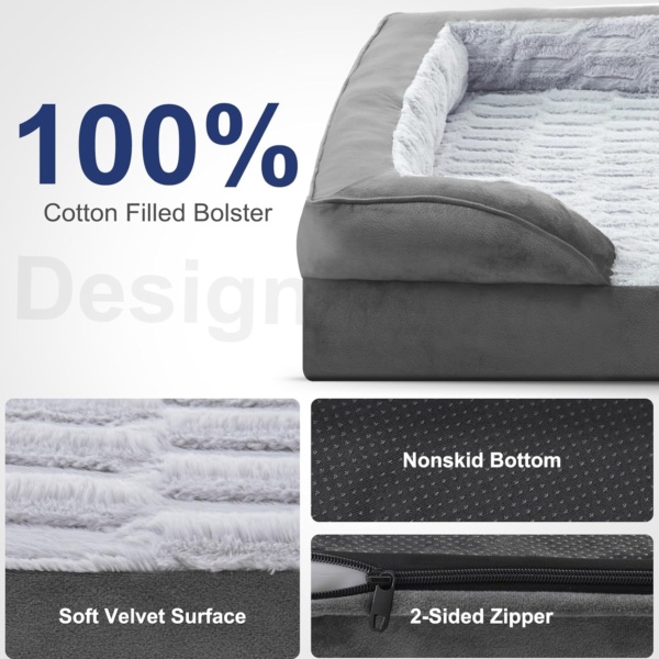 Extra Large Dog Bed Orthopedic Dog Bed XL for 90lbs Dogs - 6" Memory Foam Mattress, Waterproof & Washable Dark Cover, Veterinarian Recommended Bed for Arthritis & Bone Health, 107x82x16cm - Image 3