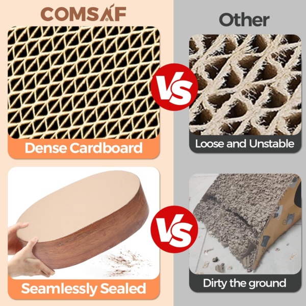 Cat Scratcher - Durable Cardboard Scratching Board, Oval & Circle Scratch Pads for Furniture Protection & Claw Health - Image 6