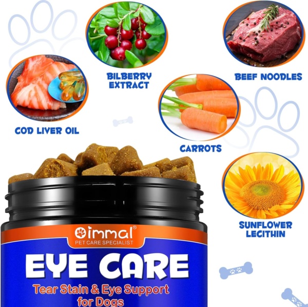 Tear Stain Remover for Dogs Eyes Support Soft Chews Treatment, 150pcs Natural Dog Eye Supplement with Lutein, Zeaxanthin, Astaxanthin, Antioxidants, Support Eyesight, Overall Eye Care, Beef Flavor - Image 2
