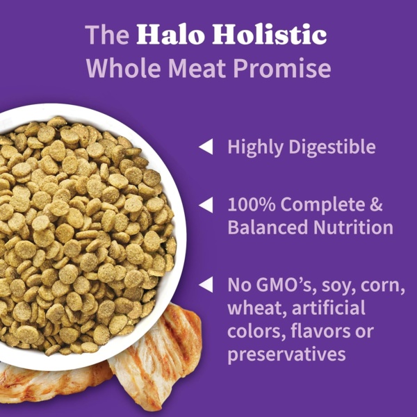 Halo Purely for Pets Holistic Dog Food, Complete Digestive Health Cage-Free Chicken and Brown Rice Recipe, Dry Dog Food Bag, Puppy Formula, 3.5-lb Bag - Image 5