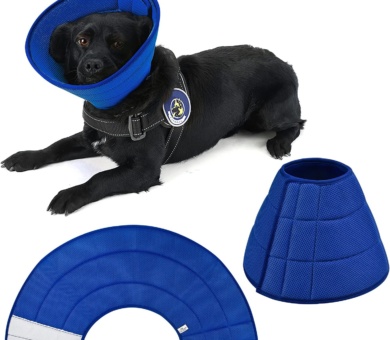 Breathable Mesh Elizabethan Collar, Soft Adjustable E-collor For Pet Dogs Cats Rabbit Quicker Healing Anti-Bite Anti-Lick Easy Eat and Drink(Blue)