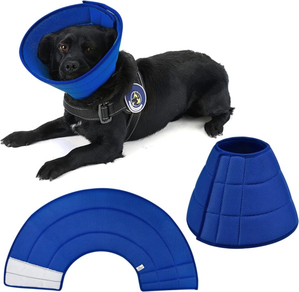 Breathable Mesh Elizabethan Collar, Soft Adjustable E-collor For Pet Dogs Cats Rabbit Quicker Healing Anti-Bite Anti-Lick Easy Eat and Drink(Blue)