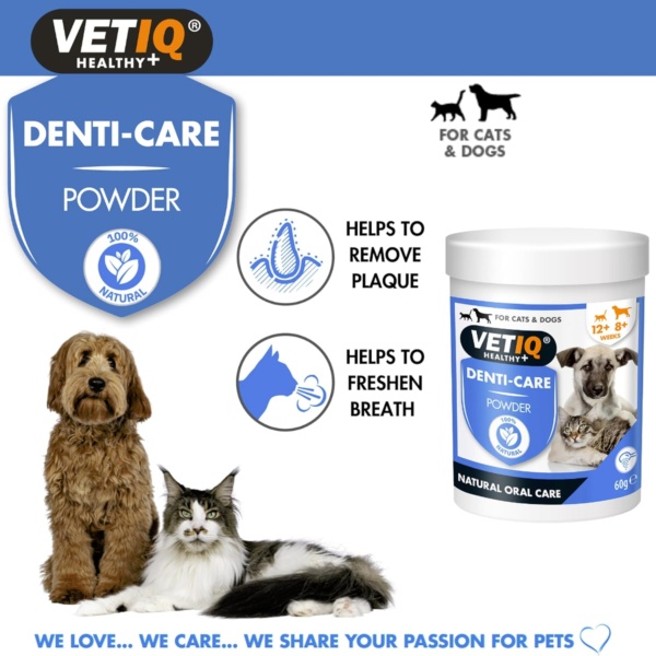 VETIQ Denti-Care Powder For Cats 12+ Weeks & Dogs 8+ Weeks, Natural Oral Care Remedy to Help Remove Plaque & Prevent Tartar Build Up & Keeps Teeth Cleans & Freshens Breath, 60 g (Pack of 1) - Image 3